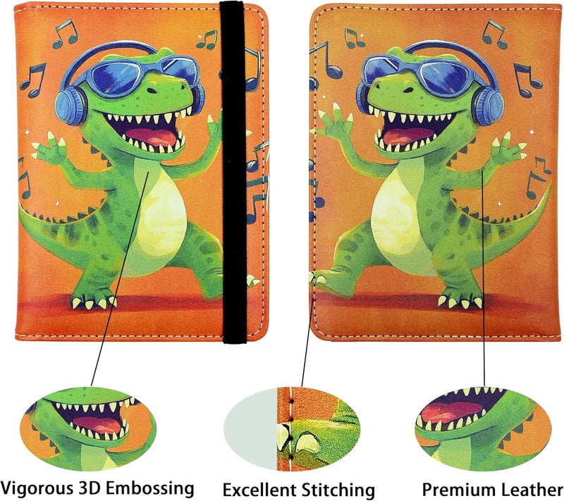 bassyil Dinosaur Passport Holder for Women and Men PU Leather Passport Cover for Travel - Image 2